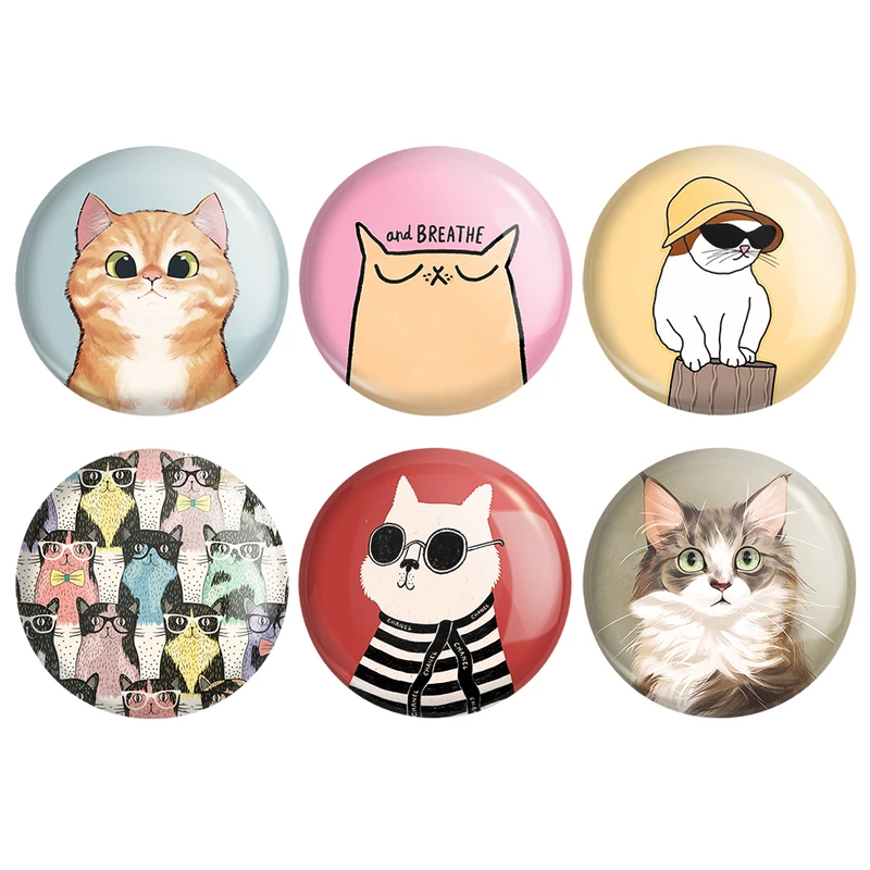 مگنت خندالو طرح گربه Cat کد 1445A مجموعه 6 عددی
