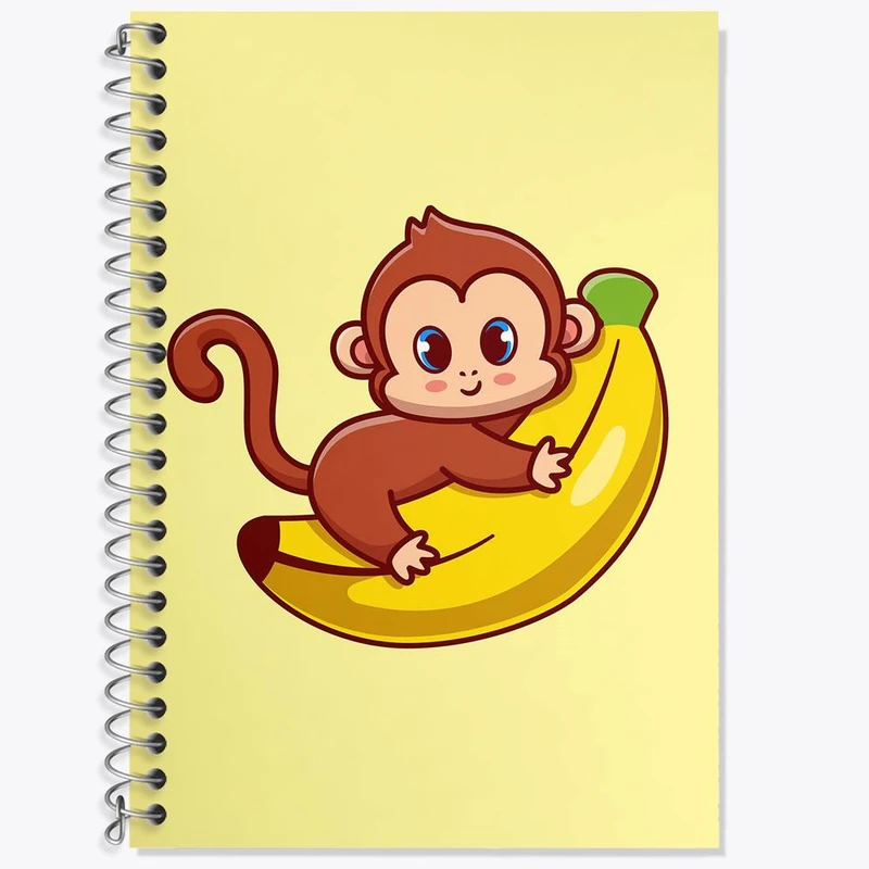 دفتر زبان 50 برگ خندالو مدل سه خط طرح حیوانات بامزه میمون کد 25399