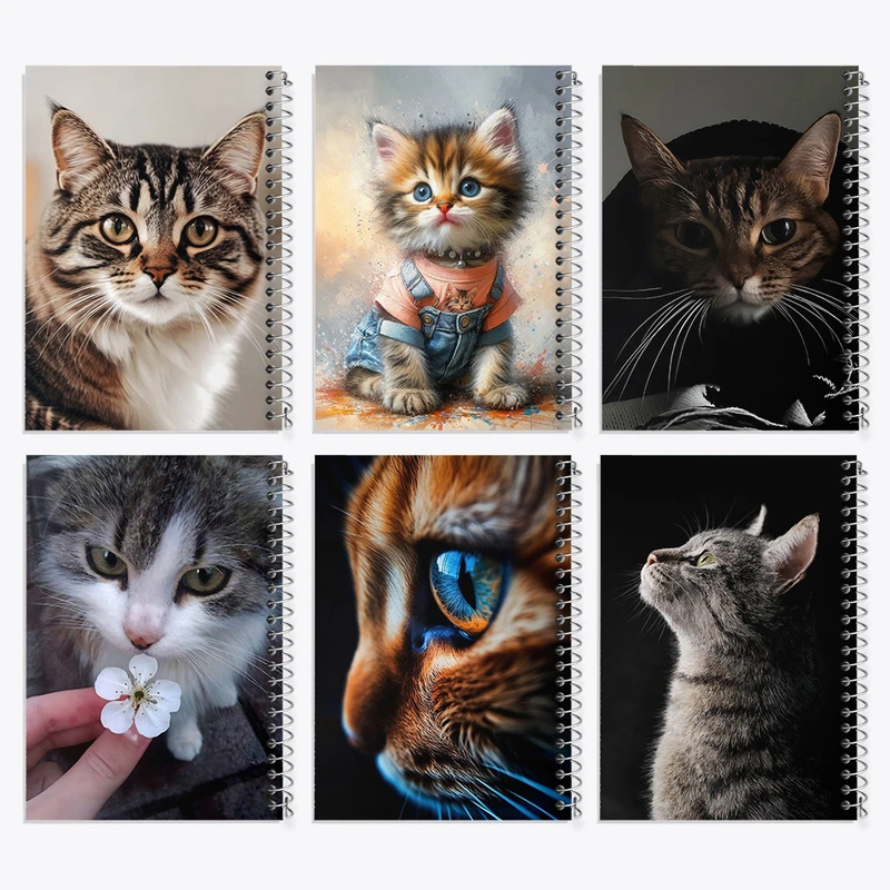 دفتر مشق 100 برگ خندالو طرح گربه (Cat) کد 879 مجموعه 6 عددی