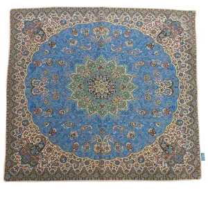 رومیزی ترمه مدل مربع کد 24 رنگ آبی تیره
