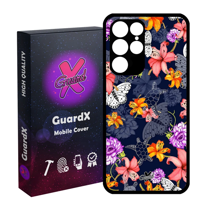 کاور گارد ایکس طرح گل مدل Glass10207 مناسب برای گوشی موبایل سامسونگ Galaxy S22 Ultra