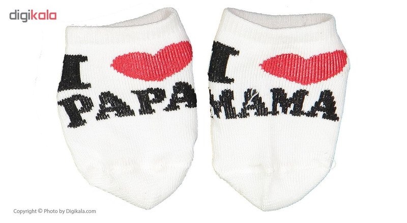 جوراب نوزادی مدل PAPA & MAMA مجموعه 2 عددی