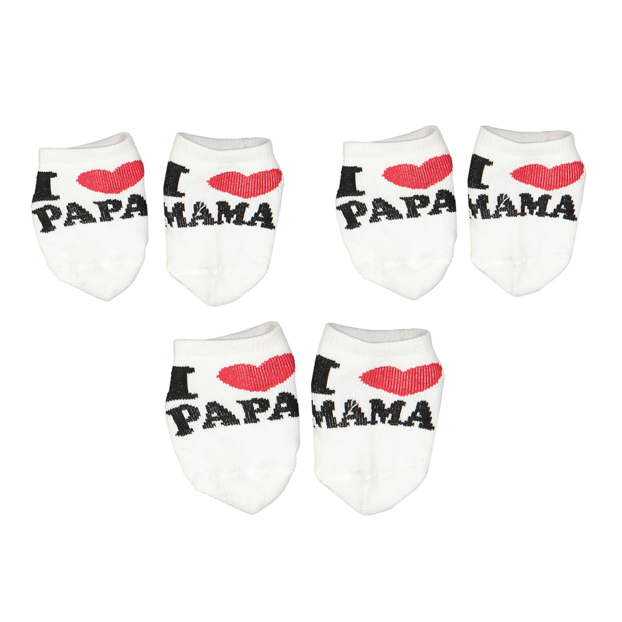 جوراب نوزادی مدل PAPA & MAMA مجموعه 3 عددی
