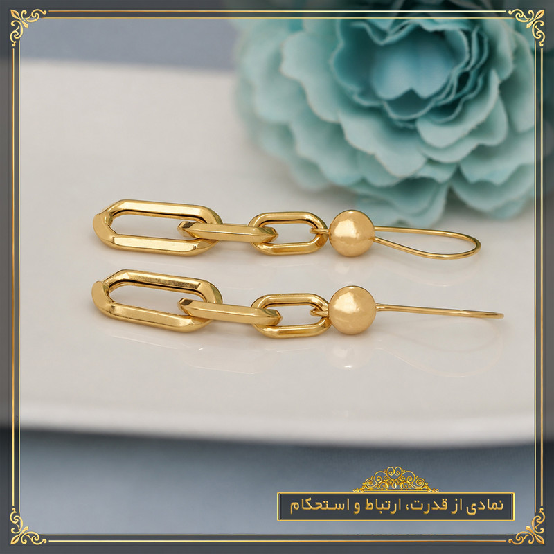 گوشواره آویز طلا 18 عیار زنانه طلای معتمدی مدل زنجیر پیوند - 4