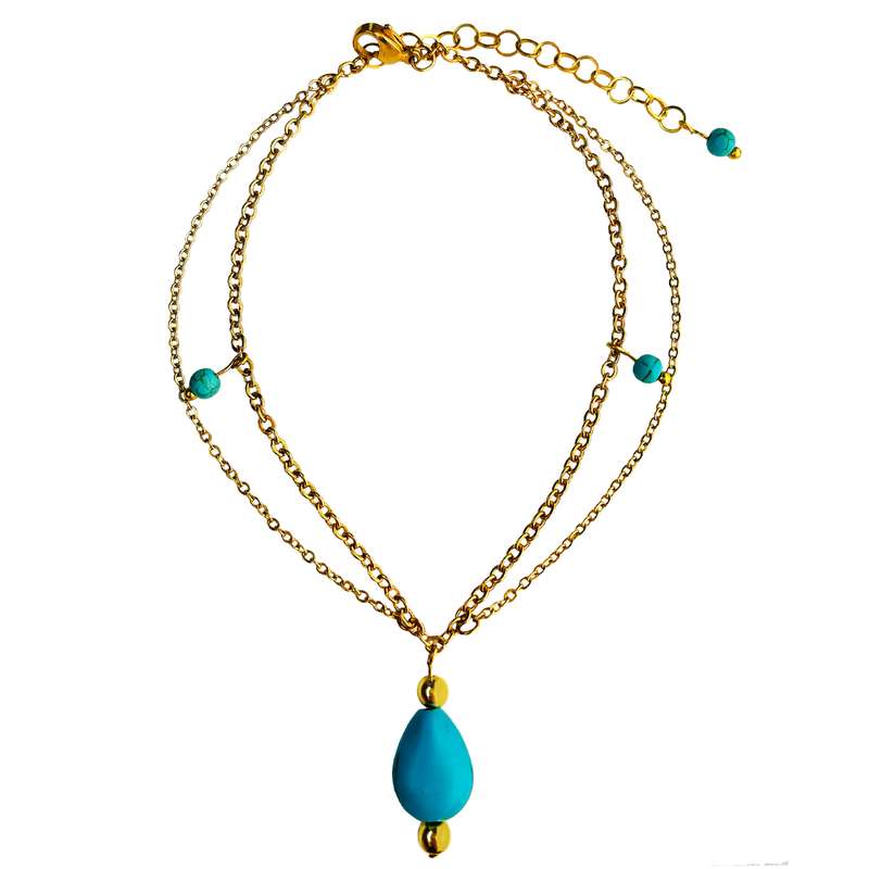 پابند زنانه دل تافته مدل استیل فیروزه کد Del_A28