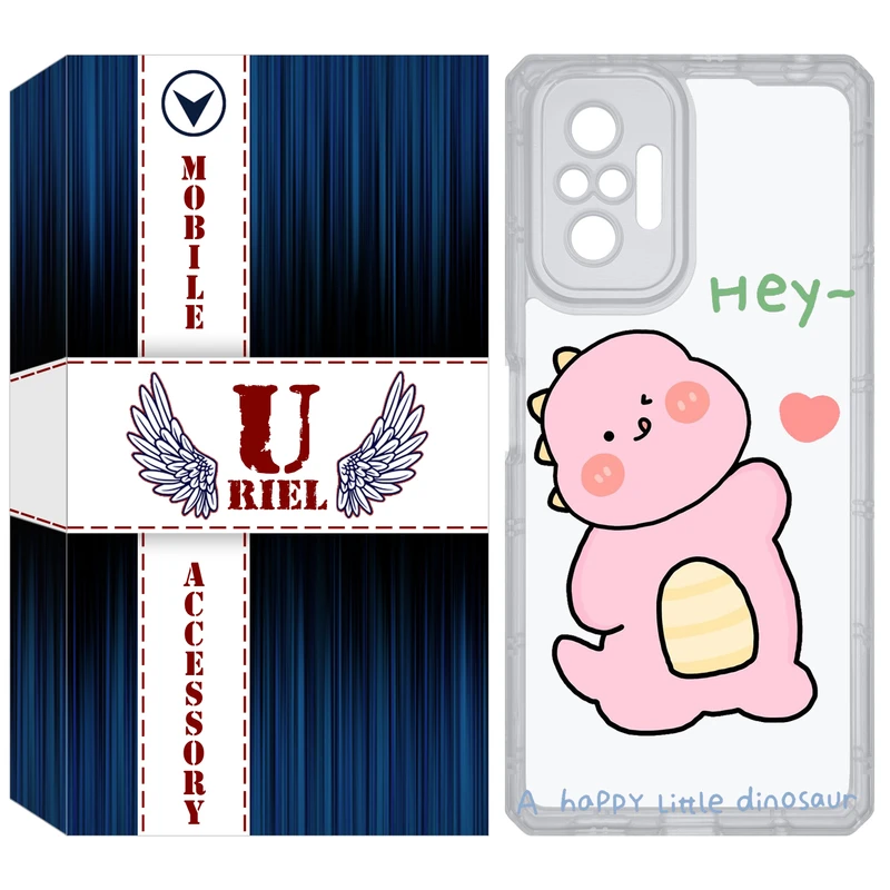 کاور یوریل مدل Clear کد 26 طرح دایناسور صورتی مناسب برای گوشی موبایل شیائومی Redmi Note 10 Pro / Note 10 Pro Max