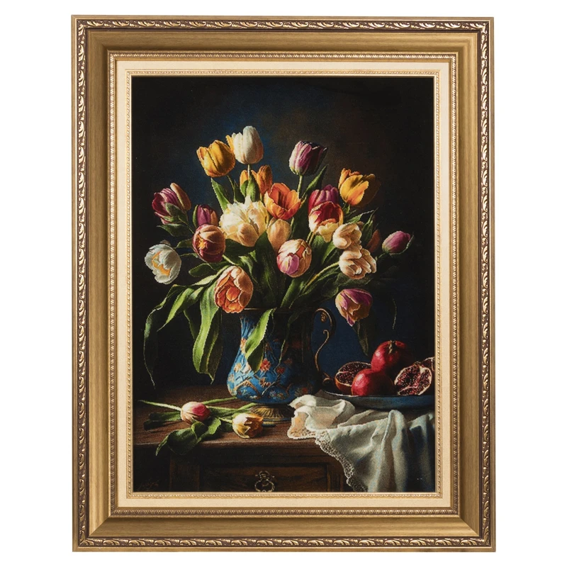 تابلو فرش دستباف سی پرشیا طرح گل لاله و انار کد 904115