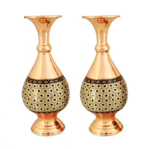 گلدان خاتم کاری کد F66 ارتفاع 16 سانتی متری مجموعه دو عددی