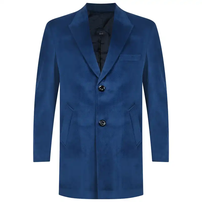 پالتو مردانه مدل مخمل جودون یقه بلیزر رنگ سرمه ای