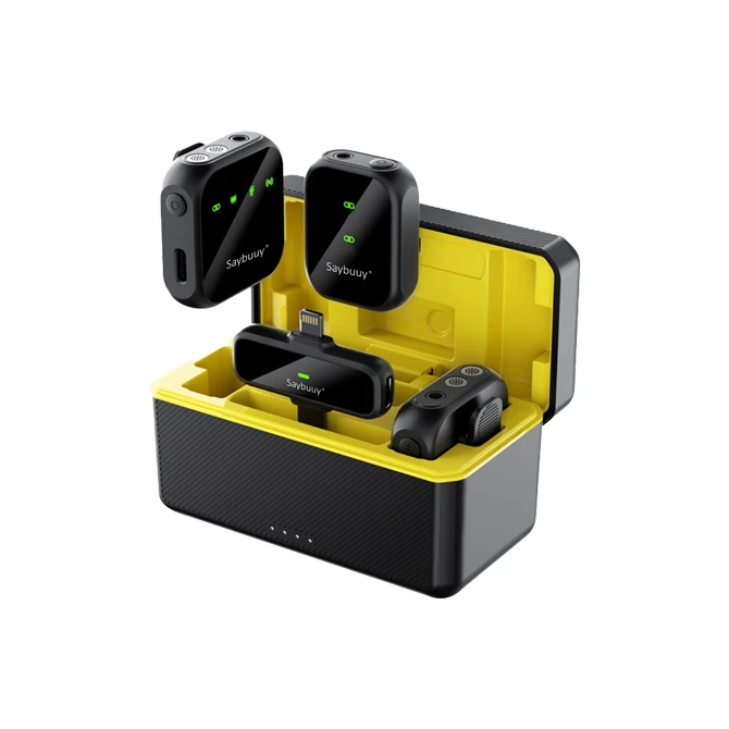 ست میکروفن بی سیم سی بای مدل Mic1 Pro با درگاه اتصال Type-C، لایتنینگ و جک 3.5 میلی متری