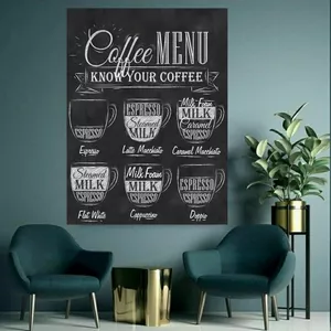 پوستر پارچه ای طرح منو کافه مدل نوشیدنی های گرم کد PP2537
