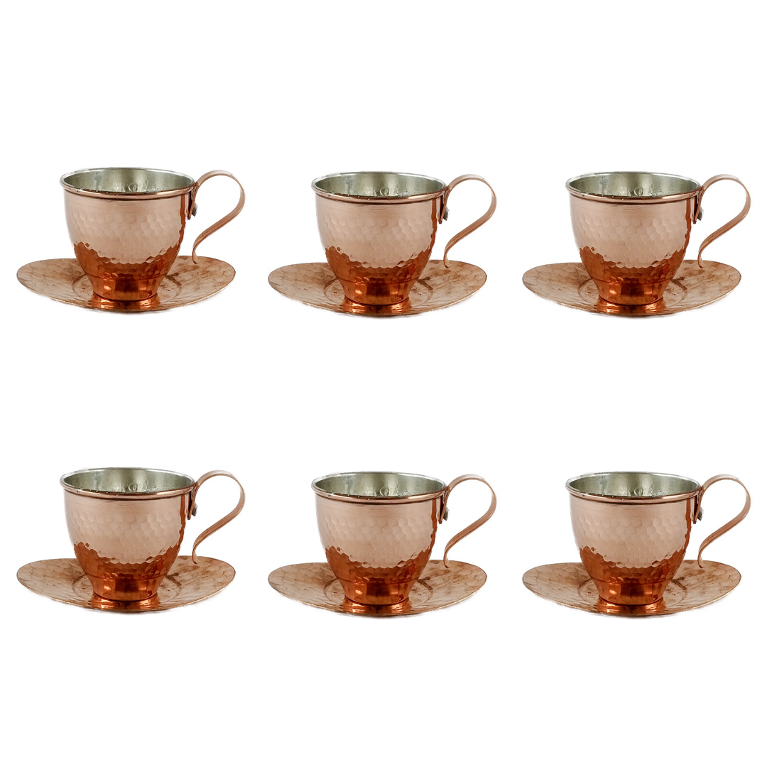 ست فنجان نعلبکی مسی کد 51 مجموعه 6 عددی