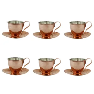 ست فنجان  نعلبکی مسی کد 51 مجموعه 6 عددی