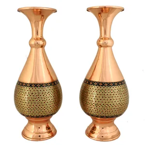 گلدان خاتم کاری کد F613 ارتفاع 20 سانتی متری مجموعه دو عددی