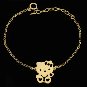 دستبند طلا 18 عیار دخترانه طلای مستجابی کد 67064