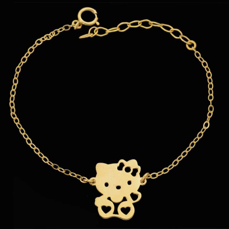 دستبند طلا 18 عیار دخترانه طلای مستجابی کد 67064