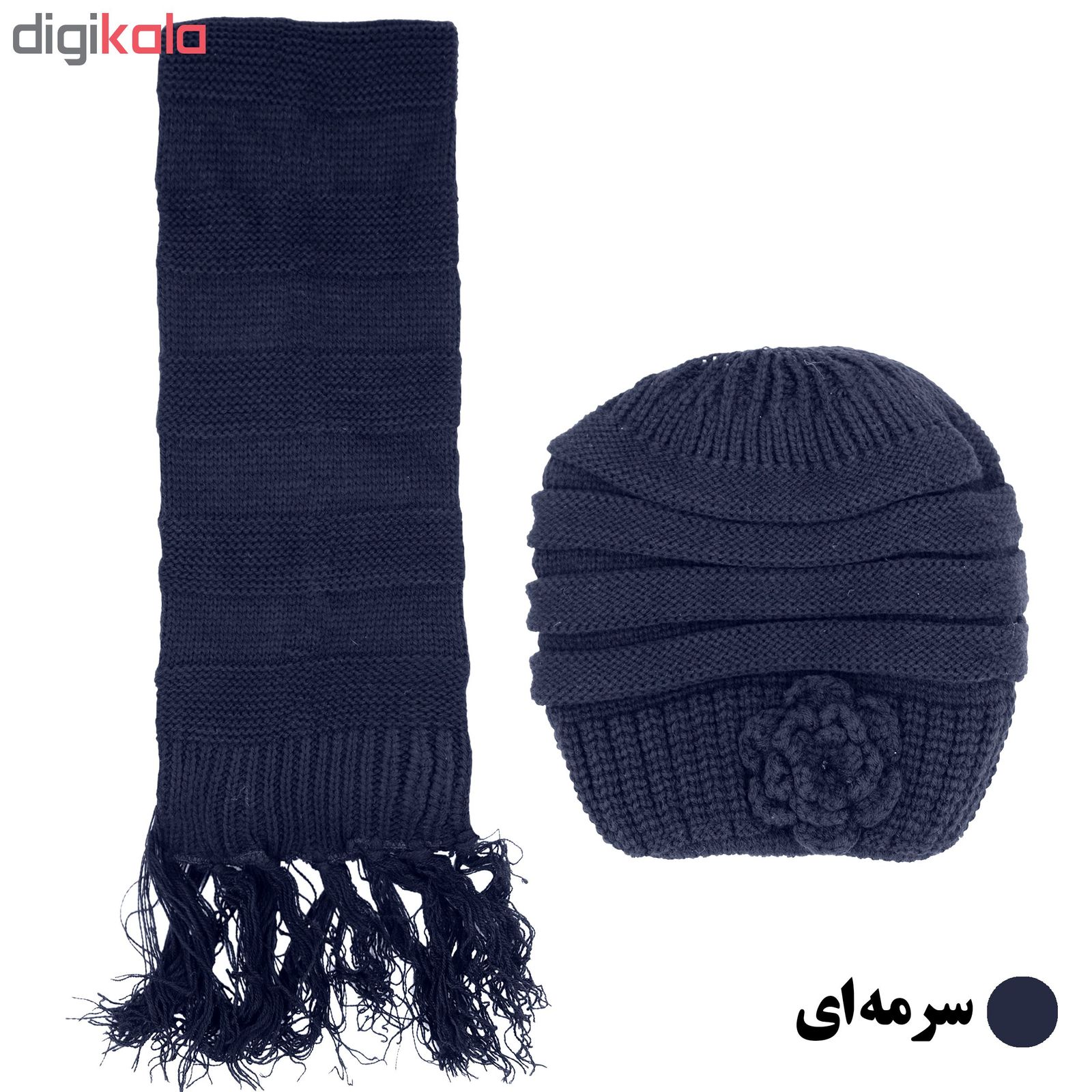 ست کلاه و شال گردن بافتنی دخترانه مدل D423 -  - 5