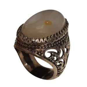 انگشتر نقره مردانه مدل عقیق سلیمانی نطفه دار ASN112220