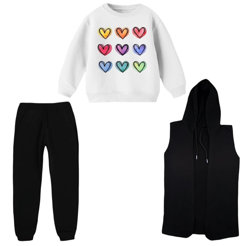 ست 3 تکه لباس راحتی بچگانه مدل قلب ها  