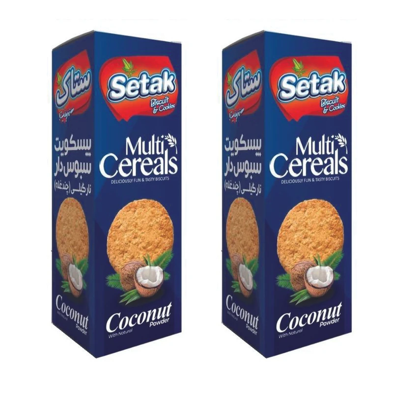 بیسکوییت سبوس دار چند غله نارگیلی ستاک - 300 گرم بسته 2 عددی