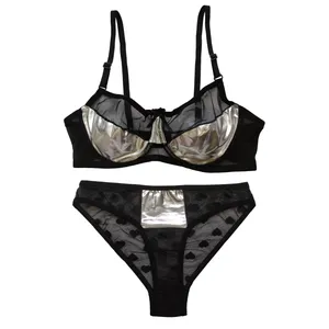 ست شورت و سوتین مدل لاتکس رنگ نقره ای