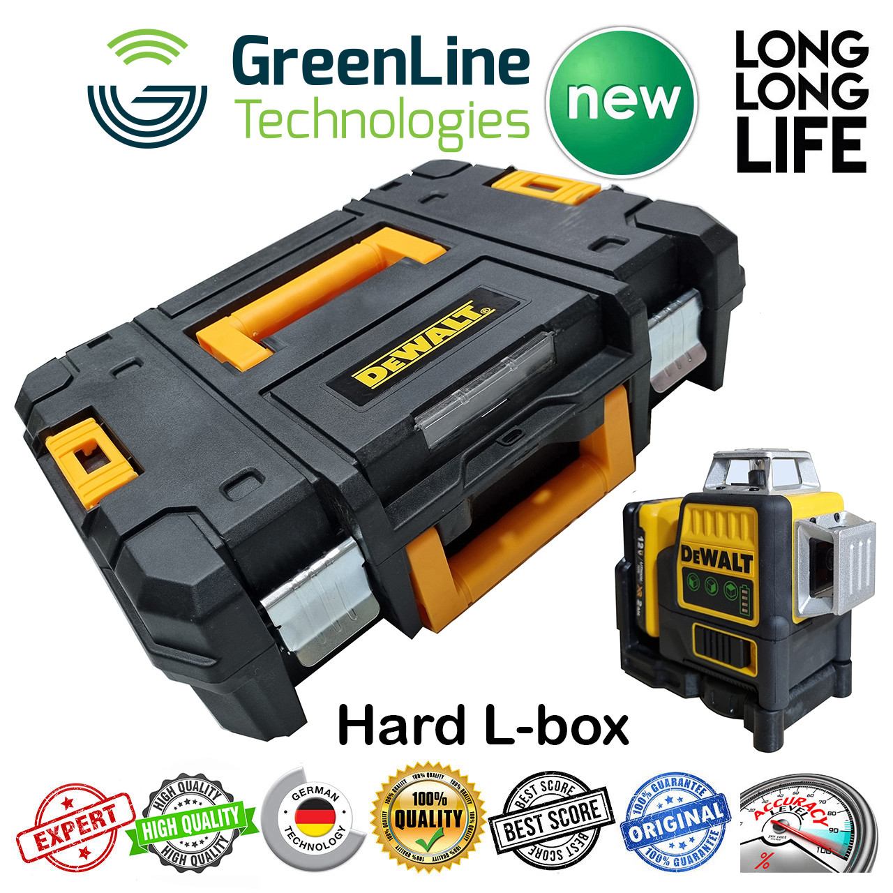 تراز لیزری دیوالت مدل ترکیبی نور سبز کد 360-3D Green