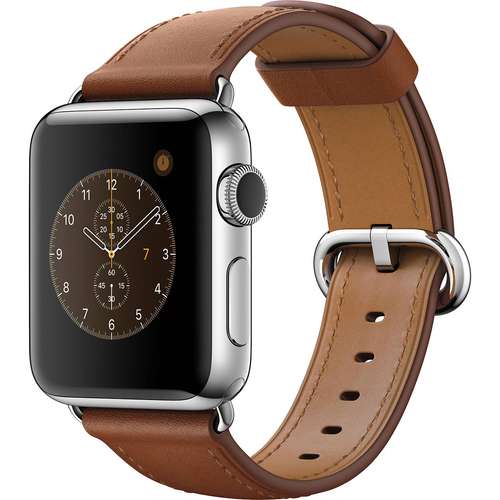 ساعت هوشمند اپل واچ سری 2 مدل 42mm Steel Case with Saddle Brown Classic Buckle Leather Band