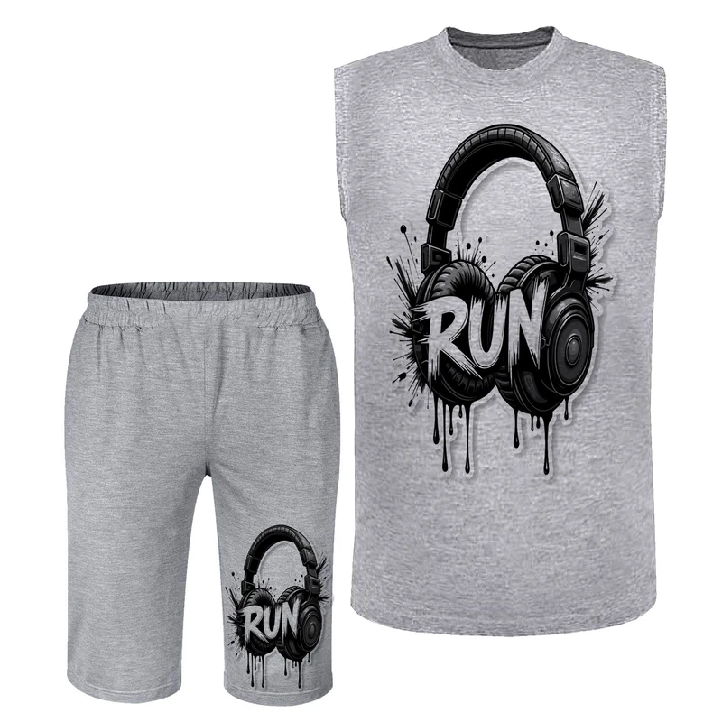 ست تاپ و شلوارک مردانه مدل هدفون کد A279 رنگ
طوسی