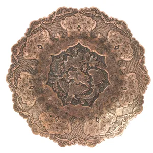 بشقاب قلم زنی مسی طرح پرستو اثر استاد قهرمانی کد 01