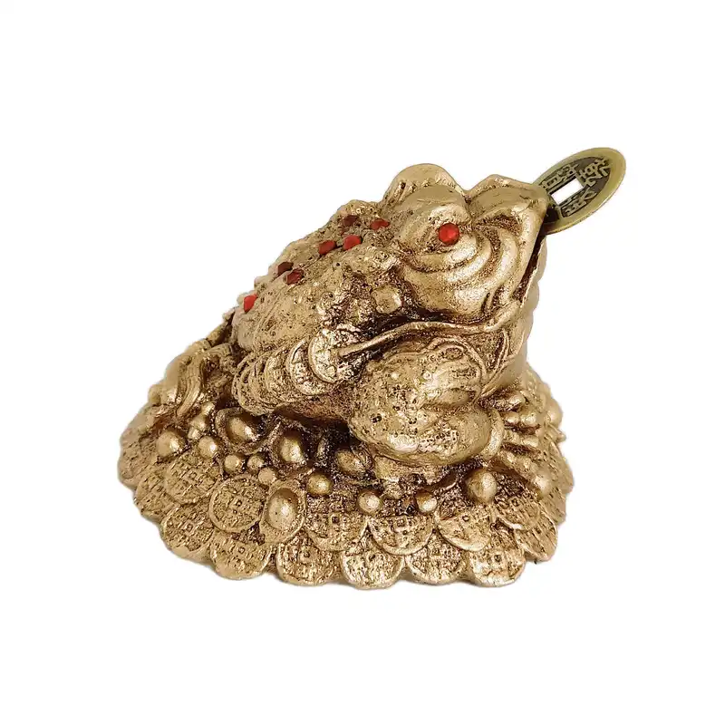 مجسمه مدل وزغ سه پا فنگشویی با سکه