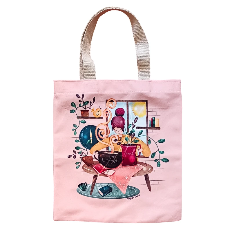 ساک خرید نقش افرا طرح قهوه دخت کد TB-GD-3040