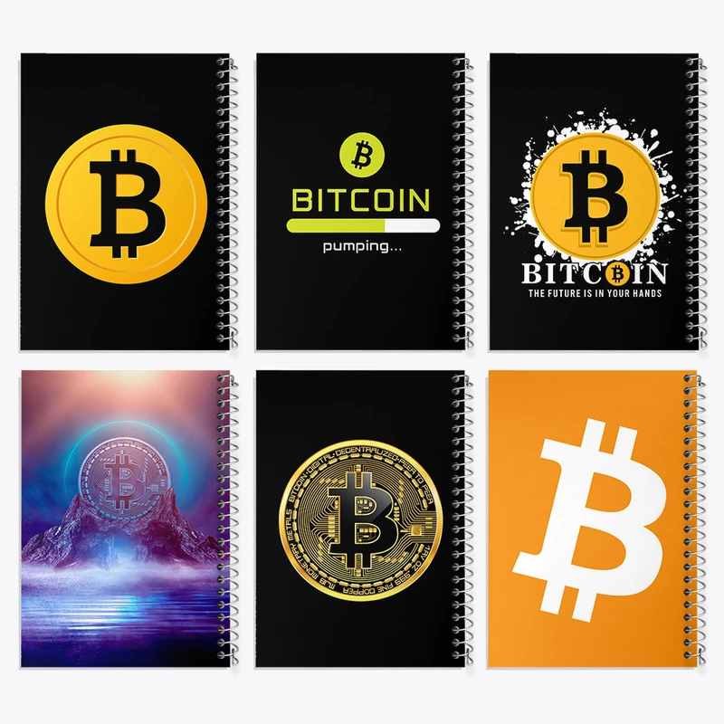 دفتر مشق 100 برگ خندالو طرح بیت کوین (Bitcoin) کد 555 مجموعه 6 عددی