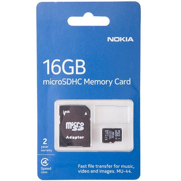 کارت حافظه microSDHC نوکیا مدل MU44 کلاس 4 به همراه آداپتور SD ظرفیت 16 گیگابایت کارت حافظه microSDHC نوکیا مدل MU44 کلاس 4 به همراه آداپتور SD ظرفیت 16 گیگابایت