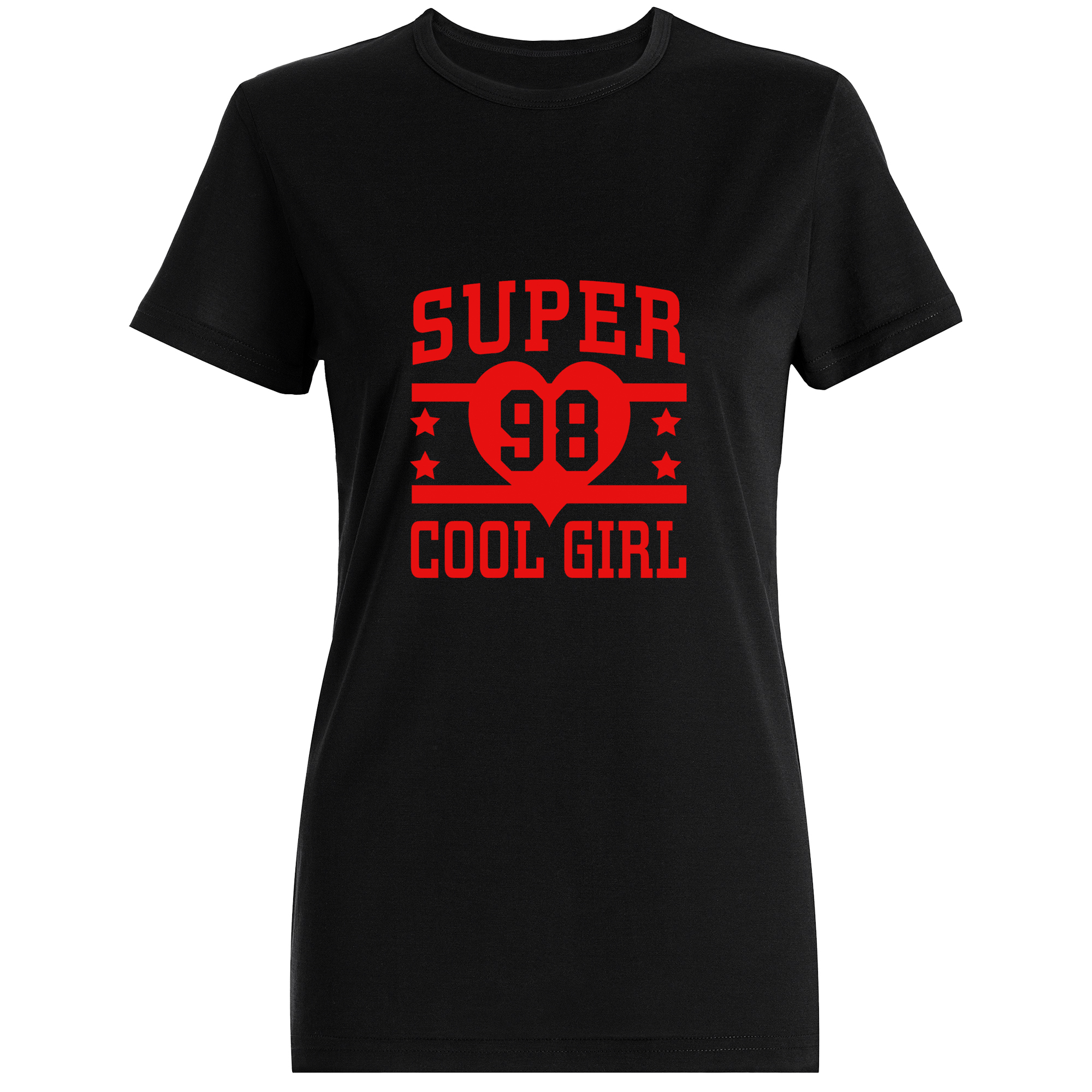 تیشرت آستین کوتاه زنانه طرح سوپر گرل کد SB182 رنگ مشکی