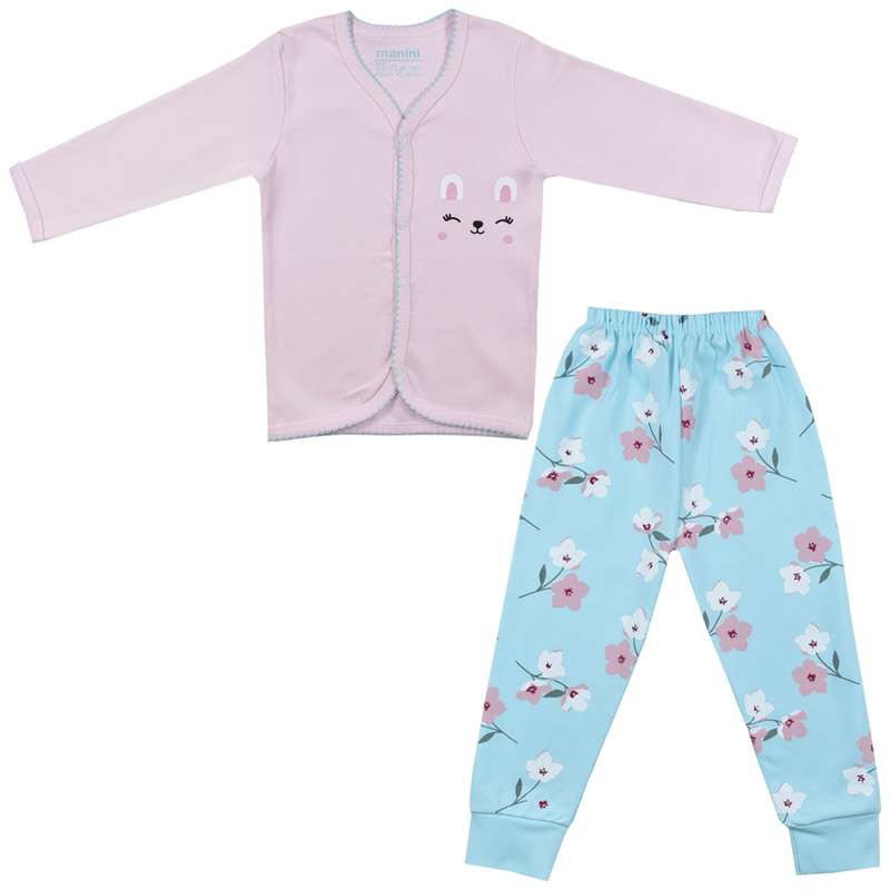 ست شومیز و شلوار نوزادی  مانینی مدل گلدار کد 4