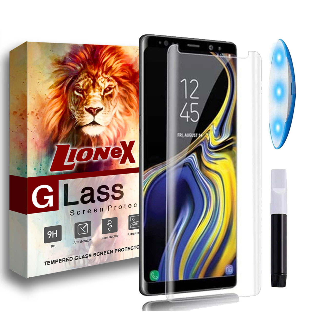 محافظ صفحه نمایش گلس UV Light لایونکس مدل LSP مناسب برای گوشی موبایل سامسونگ Galaxy Note 9