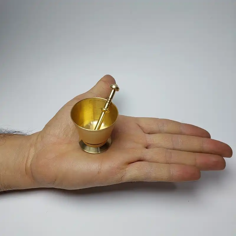 هاون برنجی مدل زعفران ساب طرح پایه