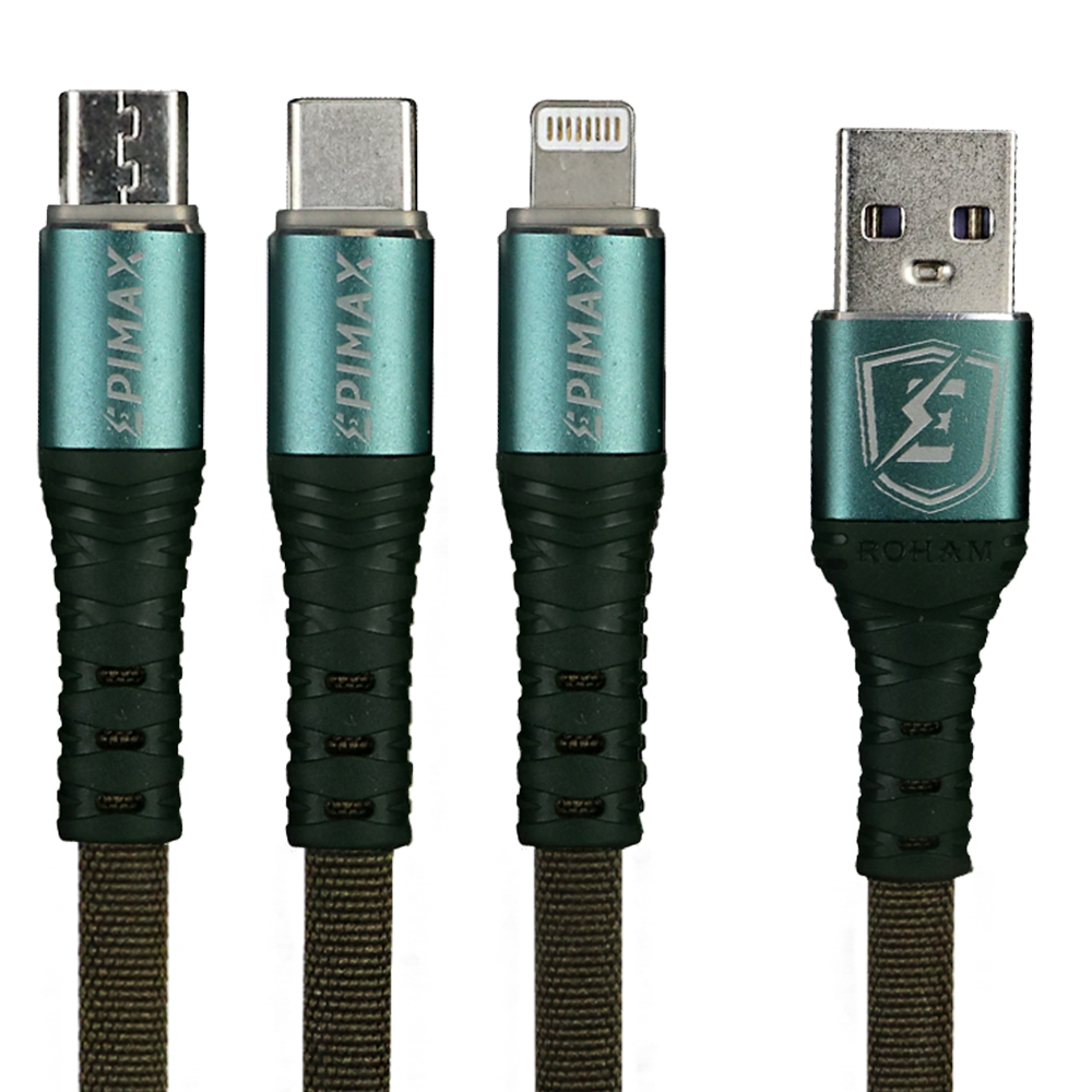 کابل تبدیل USB به MicroUSB/USB-C/لایتنینگ اپی مکس مدل EC-24 طول 1.2 متر