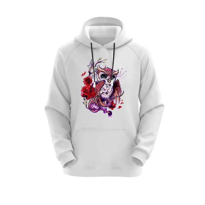 هودی زنانه مدل جغد کد E43 رنگ سفید