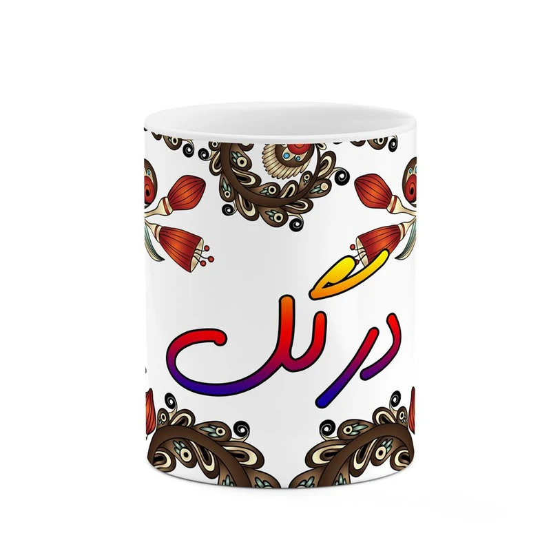 ماگ کاکتی مدل اسم درگل طرح سنتی گل و بته کد mgh44973