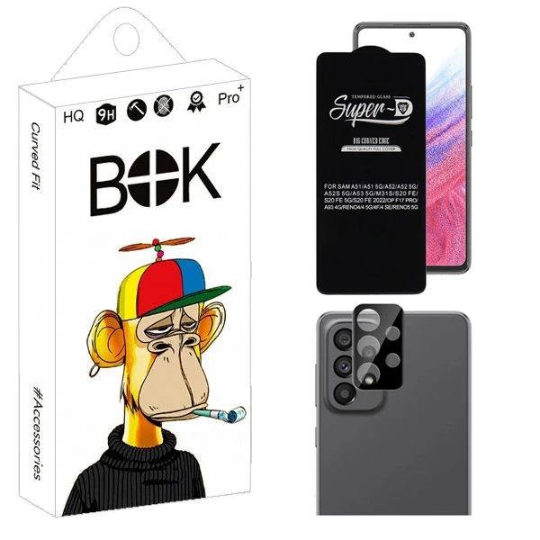 محافظ صفحه نمایش بوک مدل Clear SuperD مناسب برای گوشی موبایل سامسونگ Galaxy A53 به همراه محافظ لنز دوربین