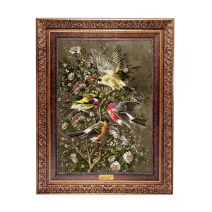 تابلو فرش ماشینی نقش نگار رضوی طرح پرندگان کد 1015KC