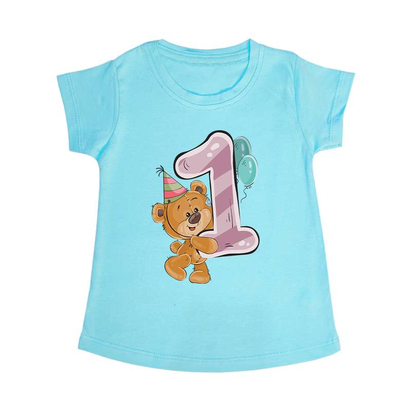 تی شرت آستین کوتاه دخترانه مدل خرس تولد 1BL
