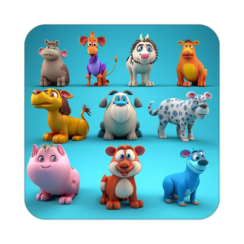 زیر لیوانی کاکتی طرح حیوانات کارتونی مدل mp27774