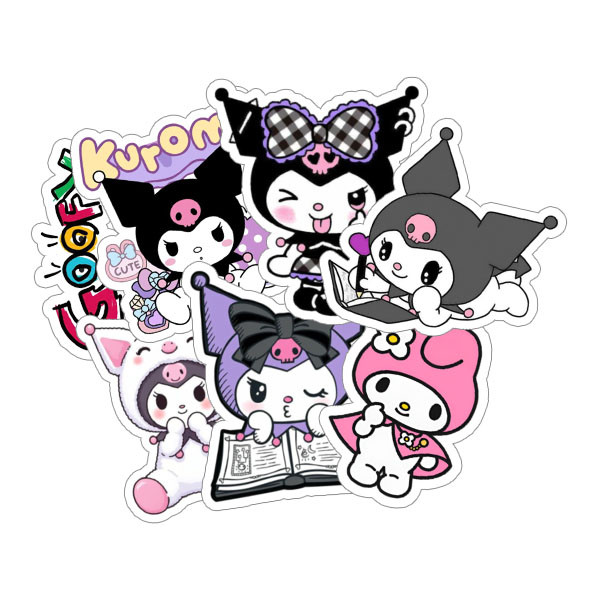 استیکر و برچسب گوفی مدل کرومی کیوت و بامزه طرح Kuromi کد GX701 مجموعه 7 عددی