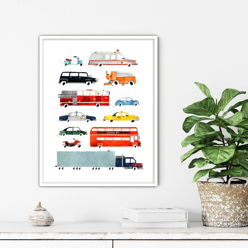 تابلو آتریسا طرح ماشین مدرن مدل ATFKW76 فریم سفید