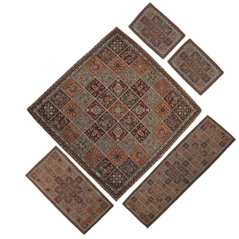 ست 5 تیکه رومیزی ترمه  طرح خشتی