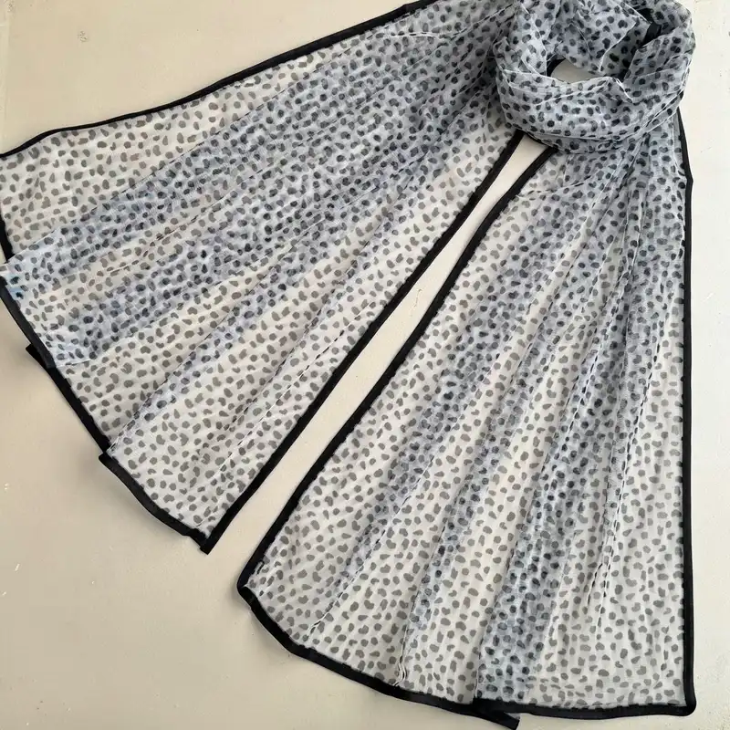 شال زنانه مدل توری مزونی نازک پلنگی خاخلخالی تابستانی فانتزی