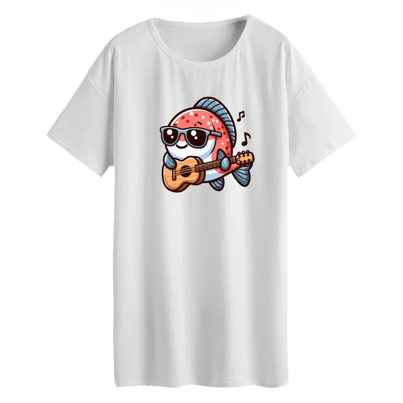 تی شرت لانگ آستین کوتاه زنانه مدل ماهی کارتونی کد 02