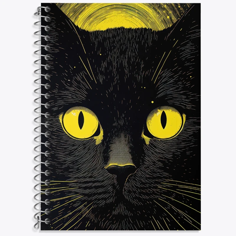 دفتر زبان 50 برگ خندالو مدل دو خط طرح گربه (Cat) کد N754